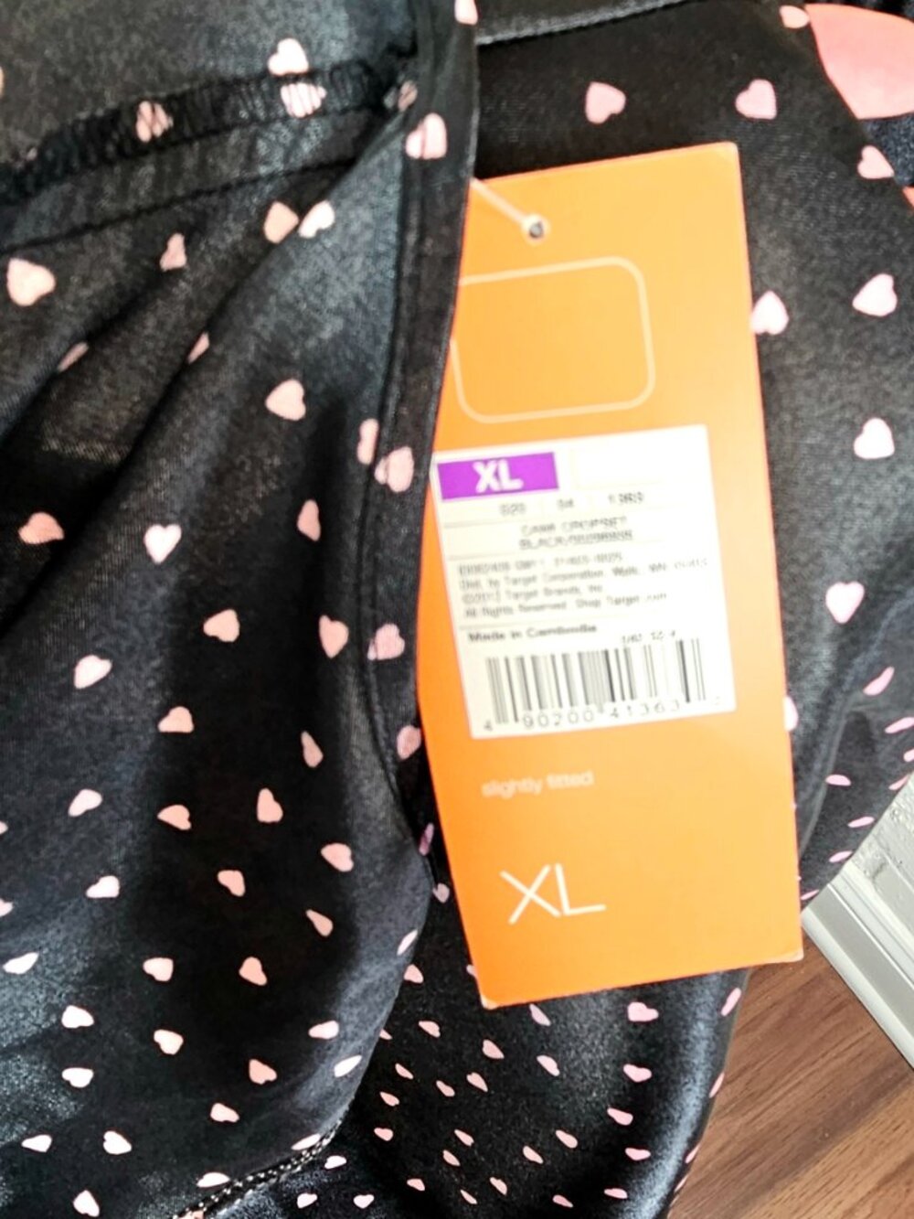 Gilligan & O'Malley Satin Cami Pajama Set NWT Size XL Black Pink Heart Print - Picture 7 of 8